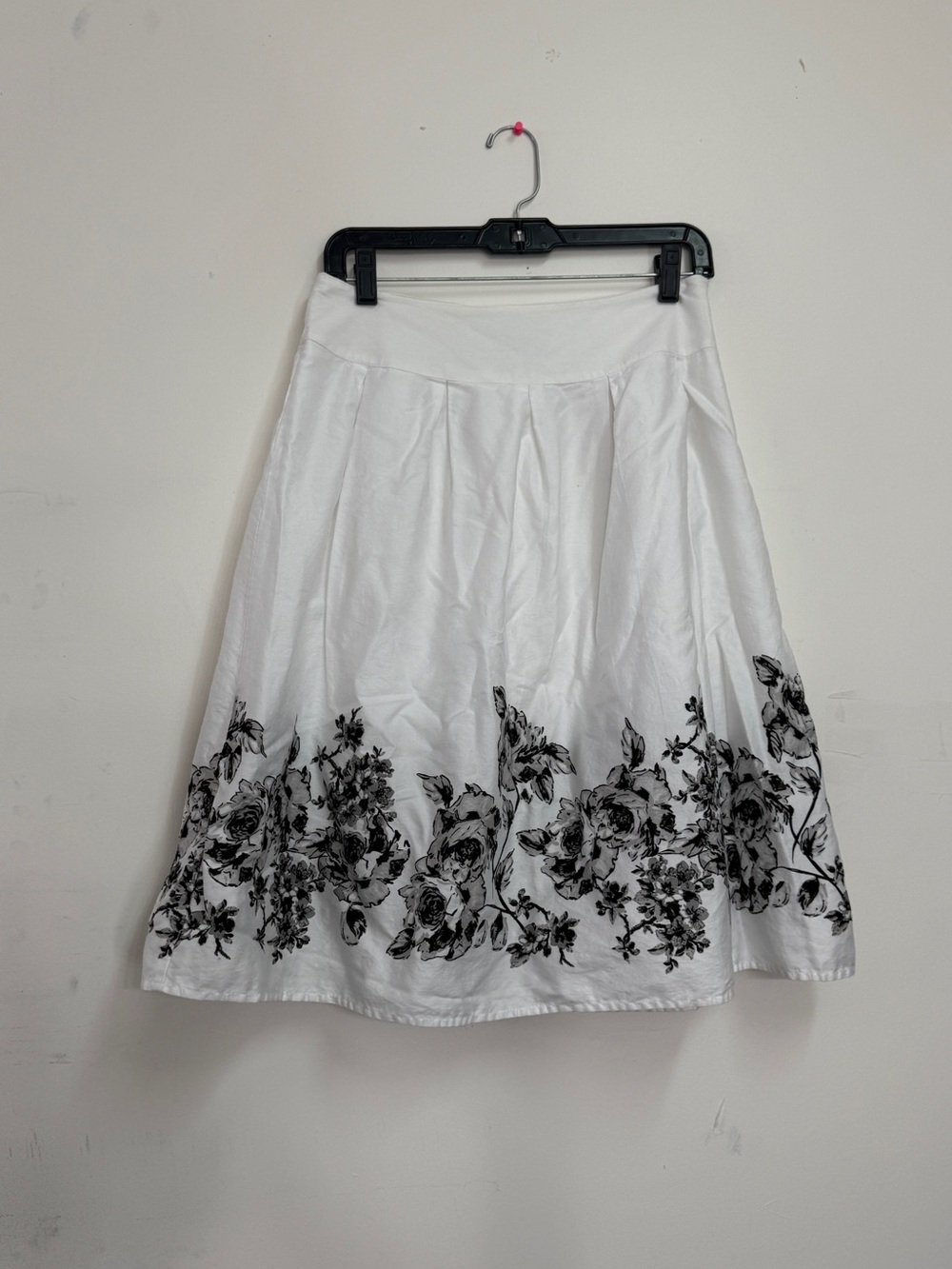 Croft & Borrow A Line pleated skirt floral border cotton skirt